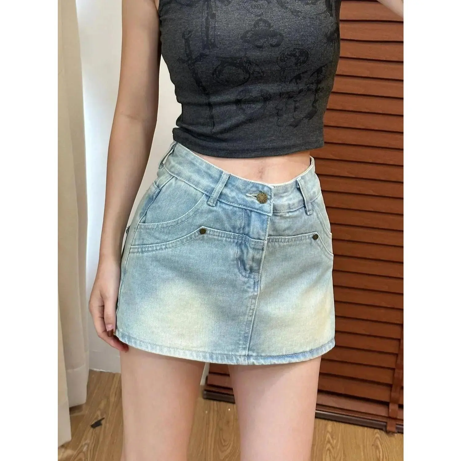 Chân Váy Denim Và Quần Short Cạp Cao Chống Lộ, Bộ Sưu Tập Mùa Hè 2025, Mỏng Và Bó Sát, Chân Váy Mới Cô Gái Nóng Bỏng, Quần Culottes, Thích Hợp Cho Người Sưu Tập 1656