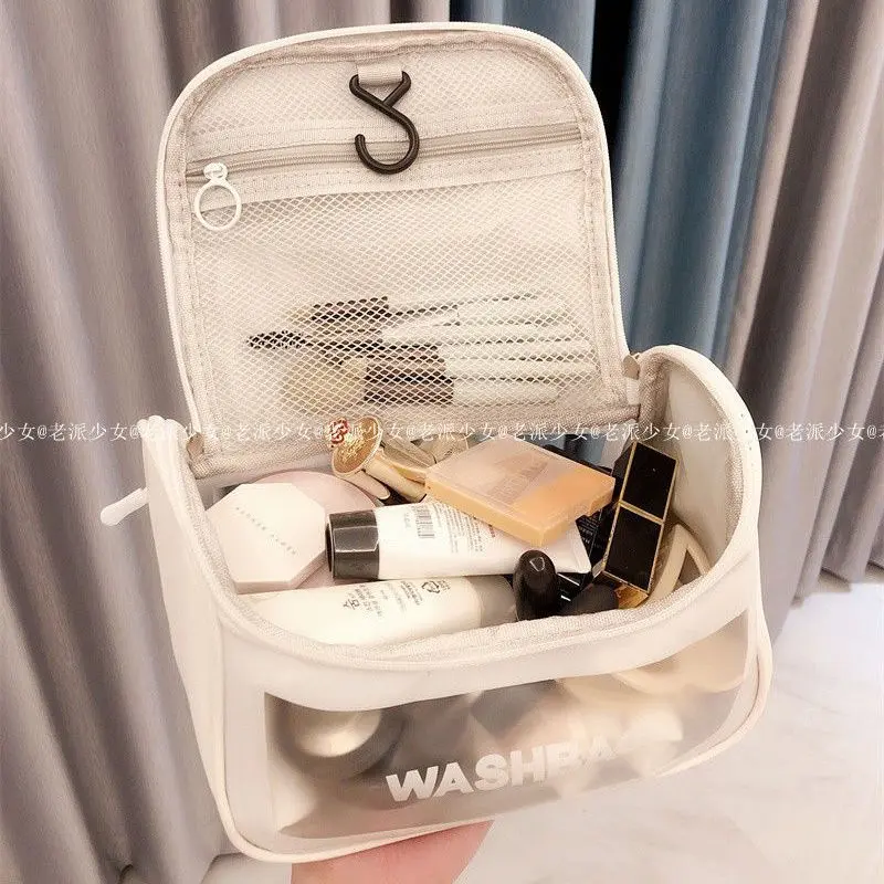 Waterproof Transparent Travel Makeup Bag for Women Large Capacity Ins Style Portable Toiletry Bag Cosmetic Storage Pouch