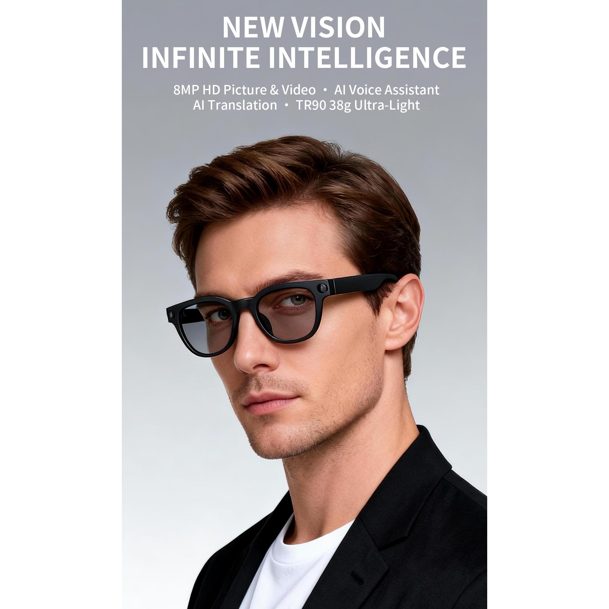 Smart Glasses with Camera Realtime AI Translation AI Assistant Hands Free Recording First Person View Video TypeC Charge Glasses