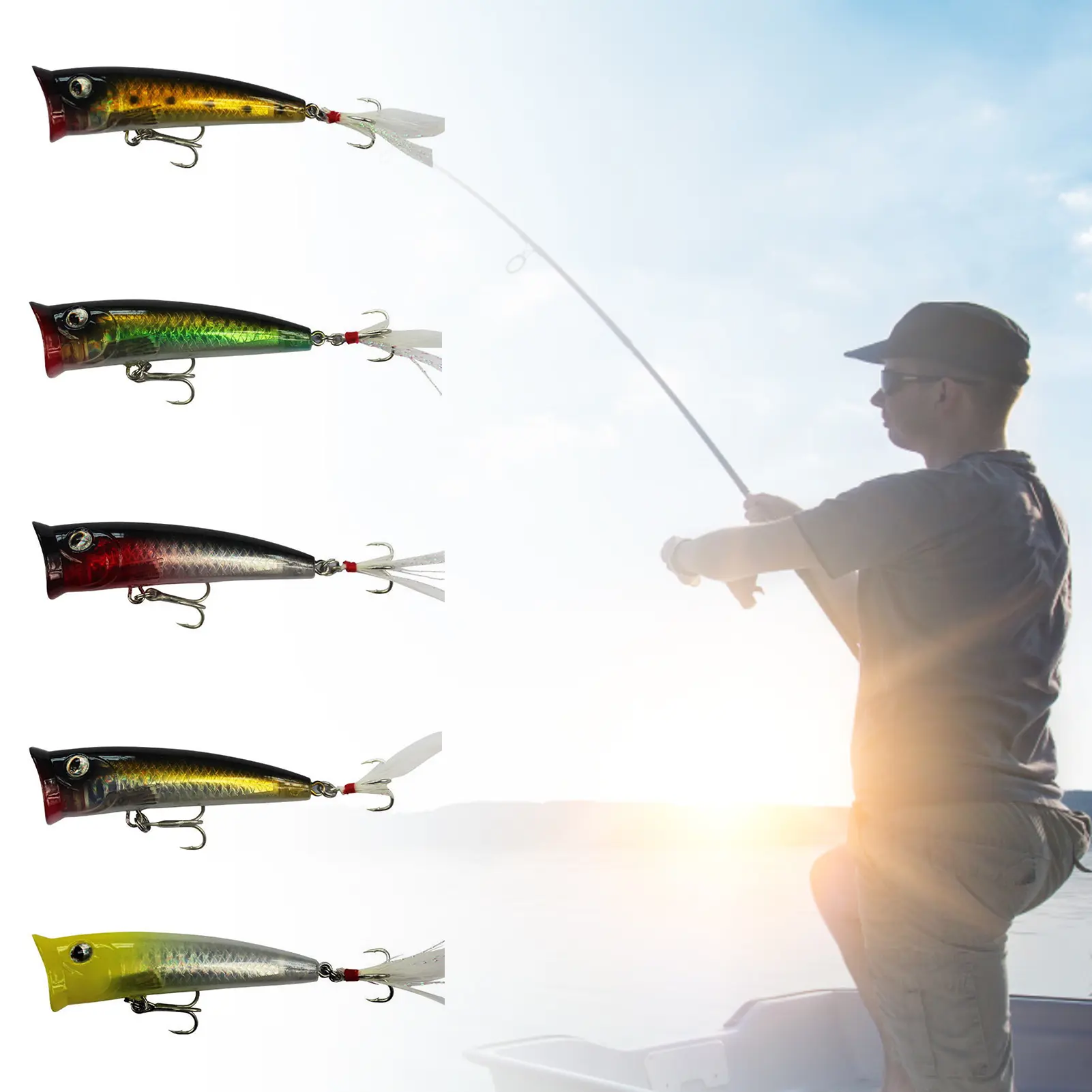 Mồi Câu Cá, Wobbler Popper, 75mm / 10g, Mồi Câu Cá, Để Câu Cá, [NR]