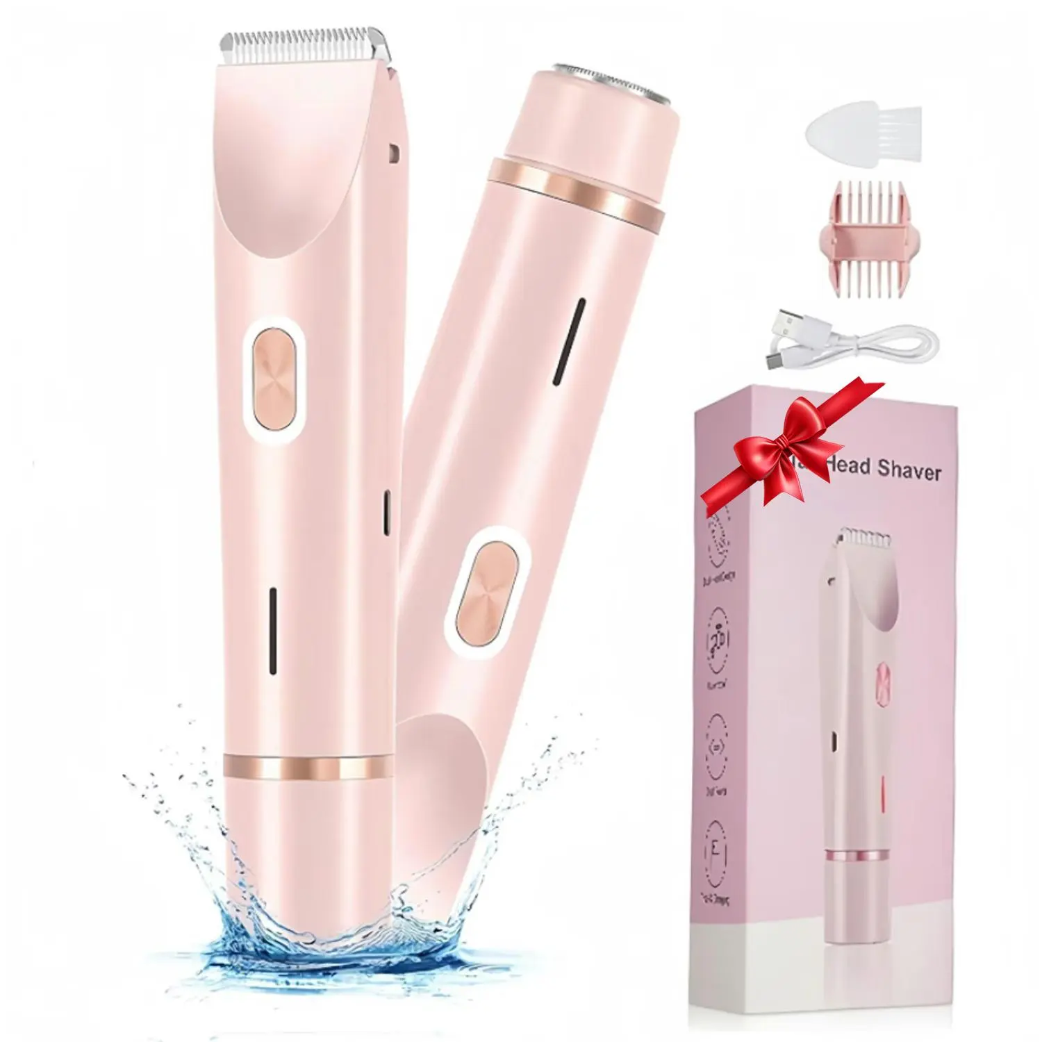 Electric Hair Trimmer, 1 Box Rechargeable Waterproof Hair Removal Tool for Women, Wet and Dry Use Hair Trimmer for Body & Face