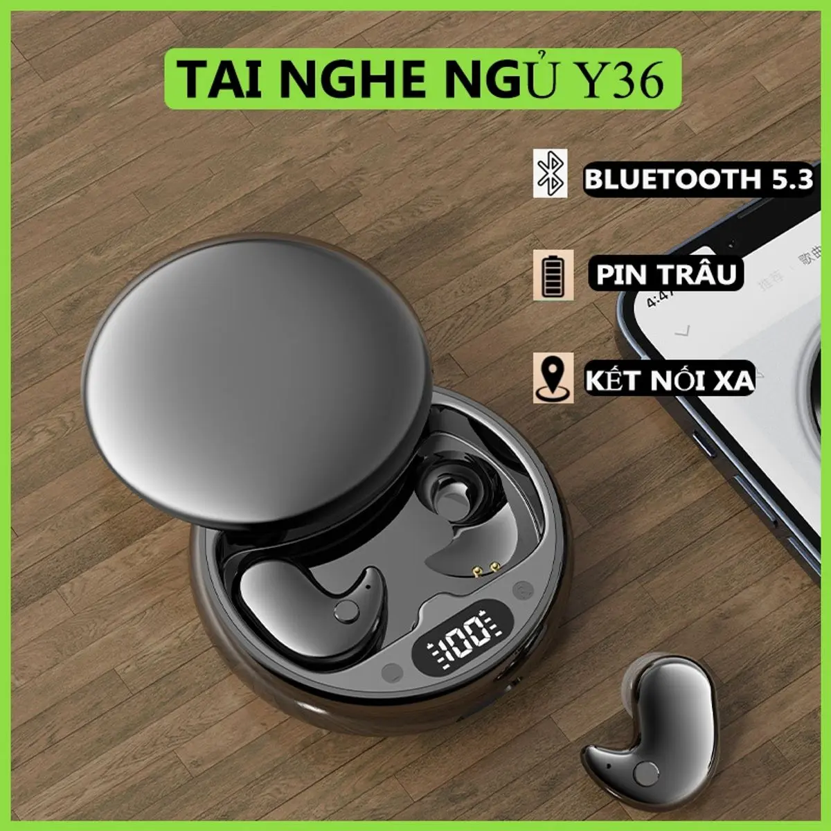 Tai Nghe Nằm Ngủ Y36 Bluetooth 5.3 Pin Trâu Sử Dụng 5-6H, Âm Thanh HiFi Chống Ồn, CHống Nước, Có Mic