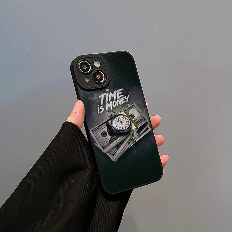 Product Introduction of Money & Watch Pattern Phone Case, Anti-drop Cellphone Protective Case, Total Protective Shockproof Mobile Phone Cover for iPhone 15