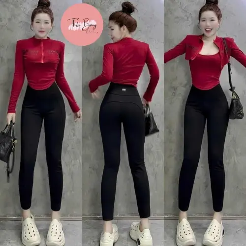 Quần legging nữ nâng Hông cạp cao chất vải umi dày dặn màu đen Co Giãn phù hợp mọi lứa tuổi quần  legging  nữ