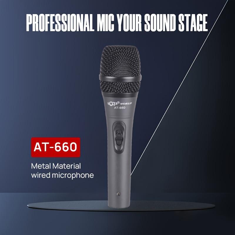 Product Introduction of AT-660 Professional Wired Dynamic Condenser Microphone Handheld Karaoke Mic with High Sound Quality for Electronic Keyboard, Home KTV, Musical Instruments, Amplifiers, Mixing Console, Computer, Live Streaming, Multi-Purpose Recording 6