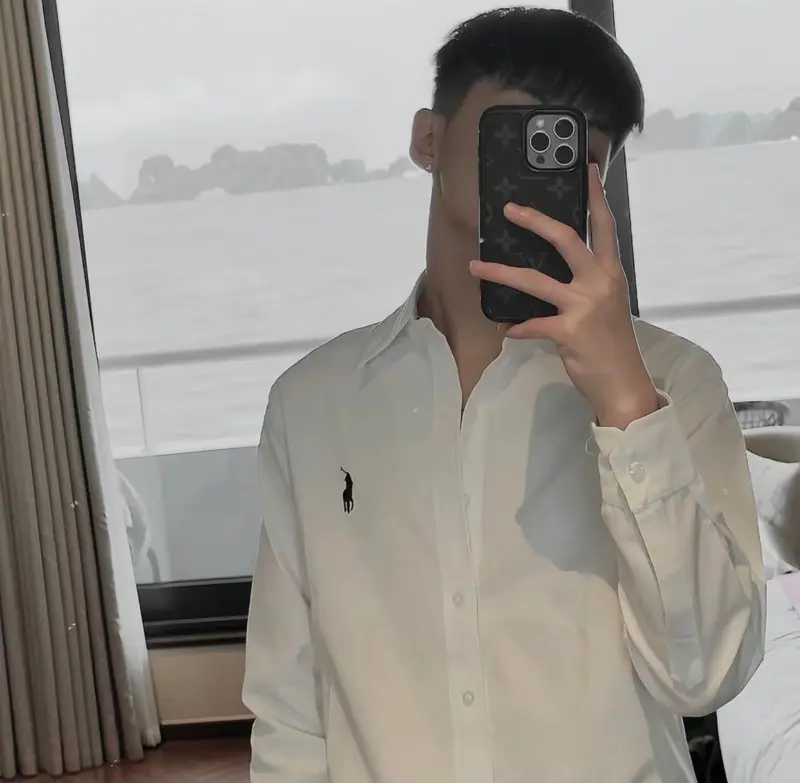 Áo Sơ Mi Lụa Trắng Dài Tay Thêu Ngựa  Menswear Có Cổ 2
