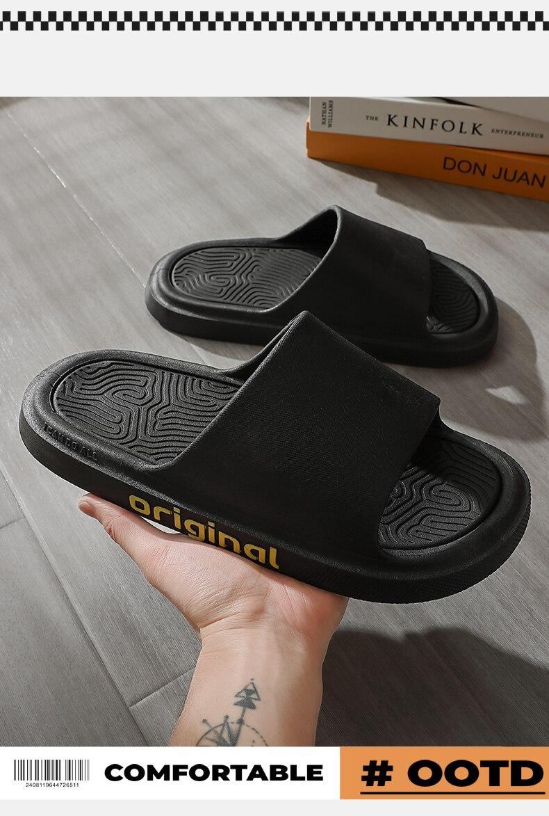 Product Introduction of AA18-2023 New Summer Simplicity Men Slippers Male House Flip Flops Thick Slides Fashion Letter Anti slip Line Sole Shoes Outdoor Shoe 9