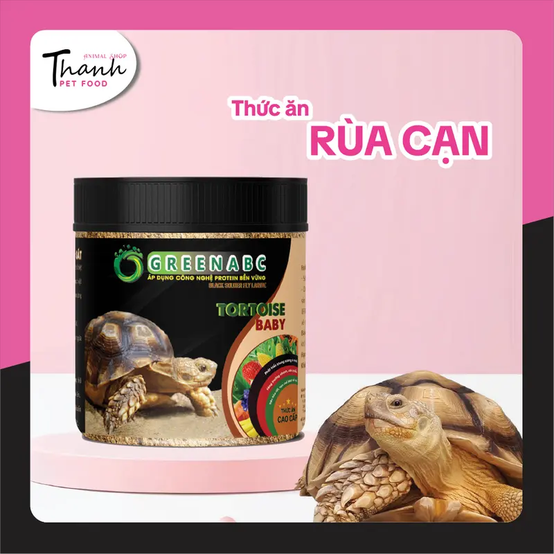 Thức ăn bò sát Rùa Cạn nhãn GREENABC - Tortoise – Sulcata – Hạn chế urat, mai cứng, tăng trưởng nhanh - Hộp 230g 0