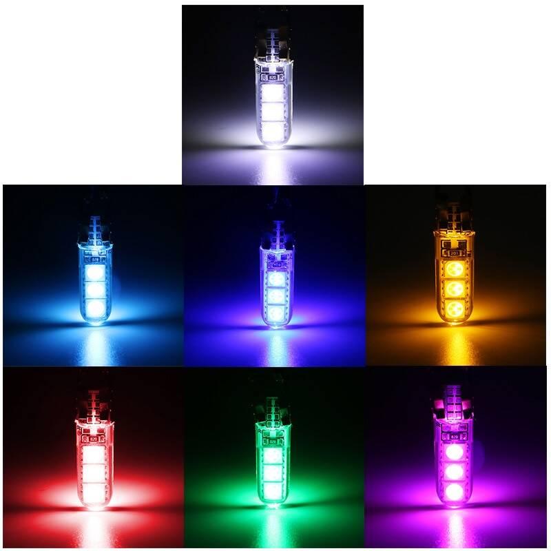 10x T10 W5W Car LED Bulb Turn Signal Light Auto Interior Dome Reading Light License Plate Wedge Side Super Bright White 12V 6SMD 3