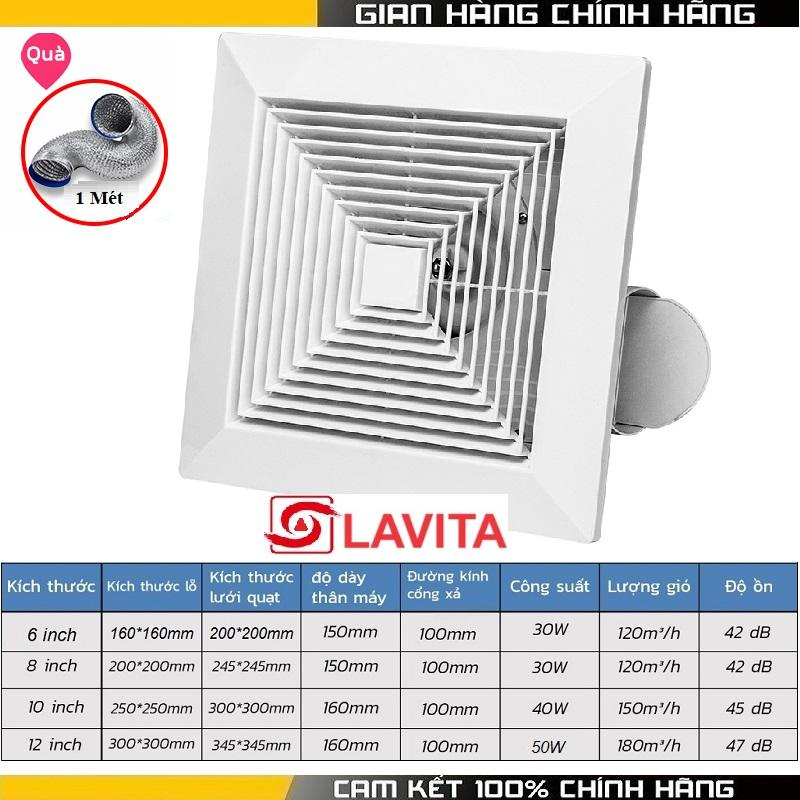 Tặng 1m ống hút - Quạt hút âm trần 6/8/10/12 inch /Quạt thông gió /Quạt hút mùi nhà vệ sinh /Gắn trên trần nhà