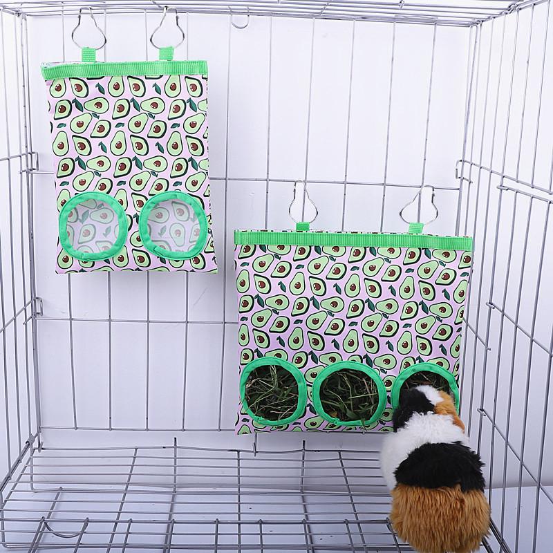 Product Introduction of 2/3 Holes Hanging Hay Bag for Bunny Guinea Pigs Small Animal Feeder Rabbit Food Dispensers Bag Cage Accessories Pet Feeding Bag 3