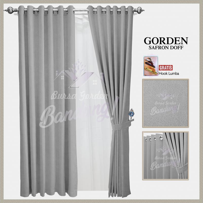 Gorden Jendela Minimalis Blackout Import Hordeng Pintu Aesthetic Tirai Pembatas Ruang Tamu Gordyn Smokring Safron 1