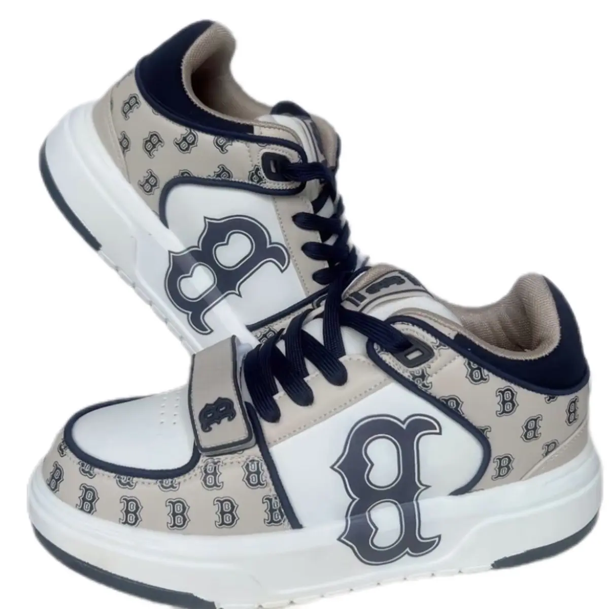 [SUP.PER F] Giày Thể Thao Sneaker quai dán hoạ tiết chữ B màu be kem Full size nam nữ,nhẹ thoáng khí Đế Bằng Shoes