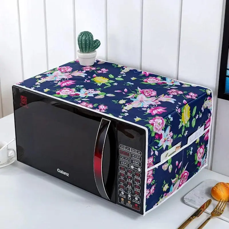 35*100cm Microwave Oven Dust Cover Dustproof Satin Storage Bag Dust Cloth Household Printed Cover Modern Top Cover Cloth