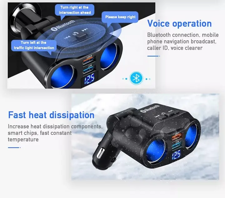 Tẩu Sạc 2 Cổng USB Tích Hợp Máy Nghe Nhạc Mp3 Bluetooth 5.0 FM Rảnh Tay Chuyên Dụng Cho Xe Hơi 5