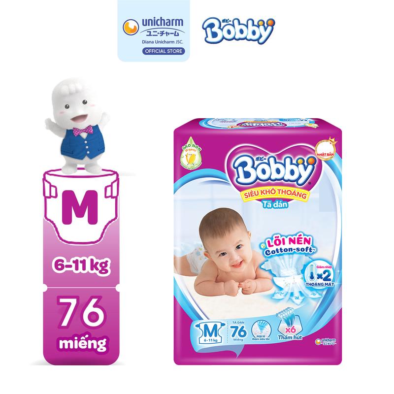 Bobby Tã/bỉm dán M76 Siêu khô thoáng lõi nén cotton-soft Cho bé