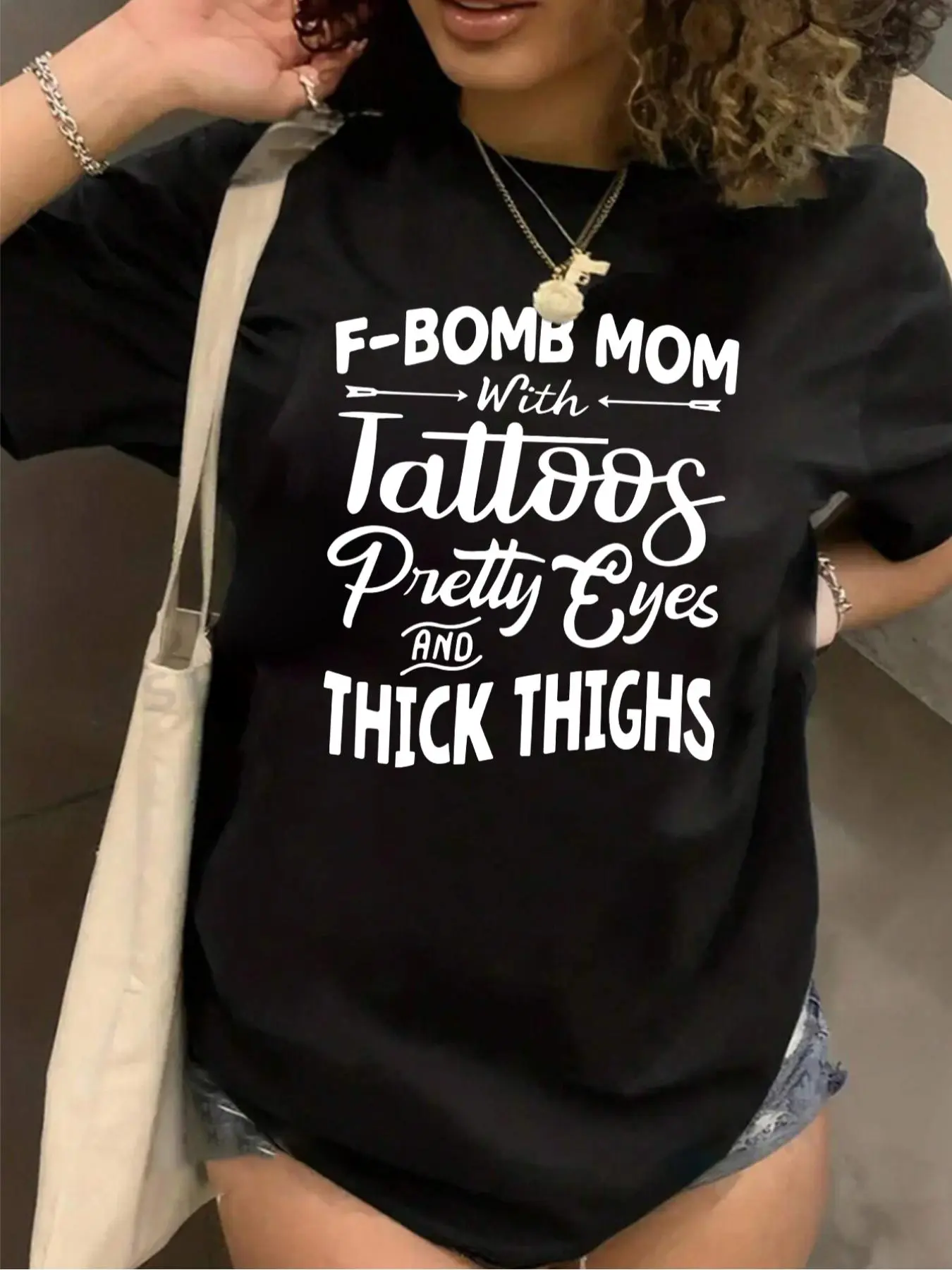 Plus Size Letter Print Round Neck Tee, Casual Crew Neck Short Sleeve T-shirt, Women Plus Clothing for Summer