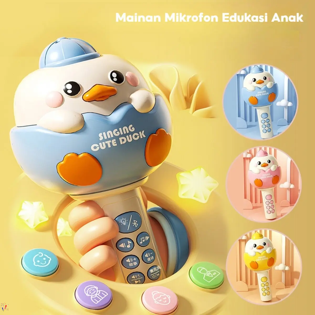 Microphone Bluetooth Edukasi untuk Anak - Rekam Suara, Mainkan Musik, Efek Suara Seru & Nyanyian Interaktif, Hadiah Terbaik untuk Balita