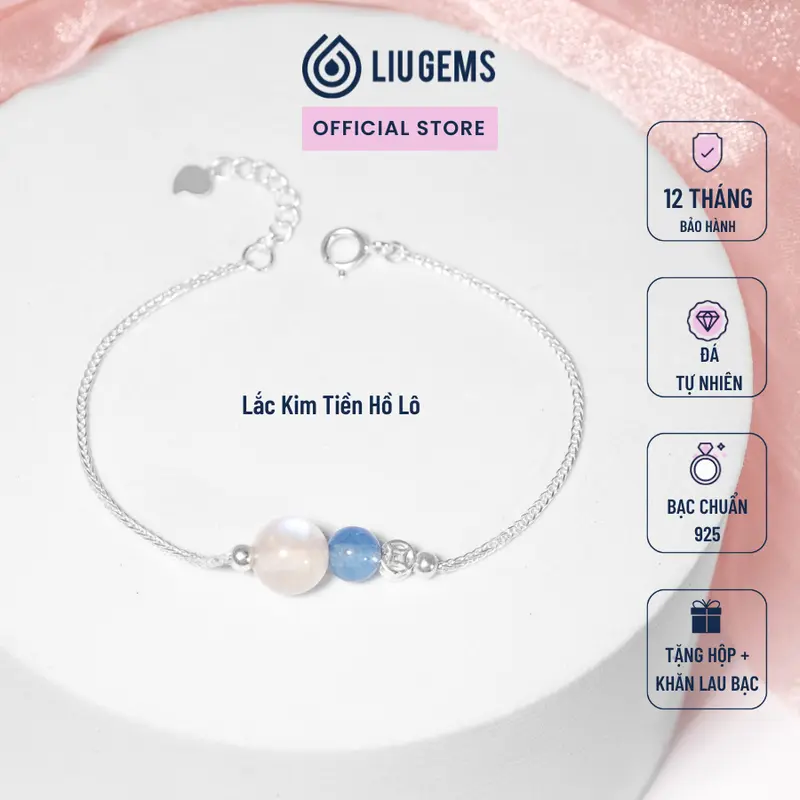 Lắc Tay Bạc 925 Cho Nữ Đồng Xu Kim Tiền Mix Hồ Lô Đá Tự Nhiên Liugems Thời Trang  VB33 (Mua một, tặng một hộp đựng trang sức + một khăn lau bạc miễn phí) 0