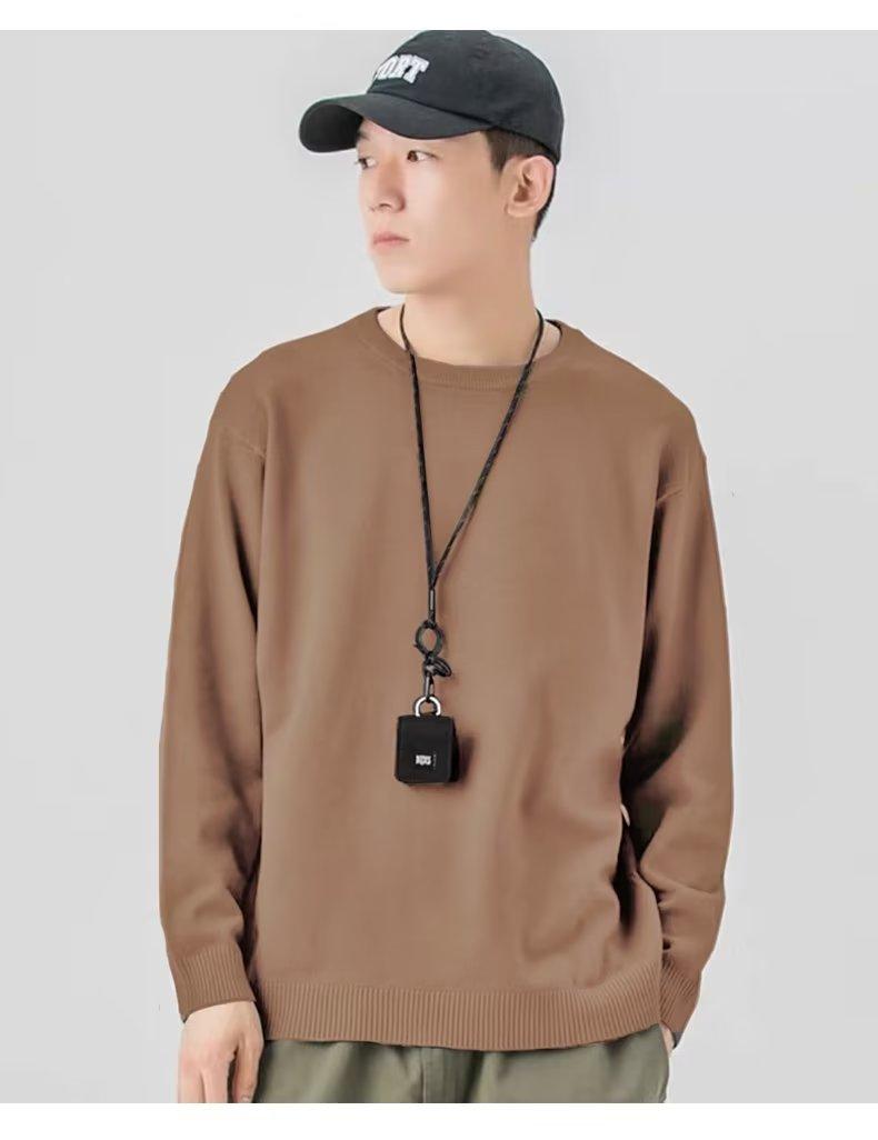 Product Introduction of ZOCI 2024 Áo Len Dệt Kim Cổ Tròn Mới Áo Dáng Rộng Thời Trang Phong Cách Hàn Quốc Cho Nam Menswear Shirt 10