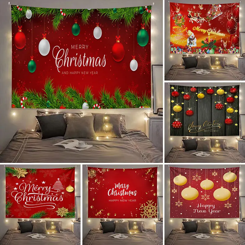 Merry Christmas Background Fabric Bedroom Dorm Living Room Decorative Cloth Transformation Wall Painting Tapestry Decorative Cloth Hanging Cloth