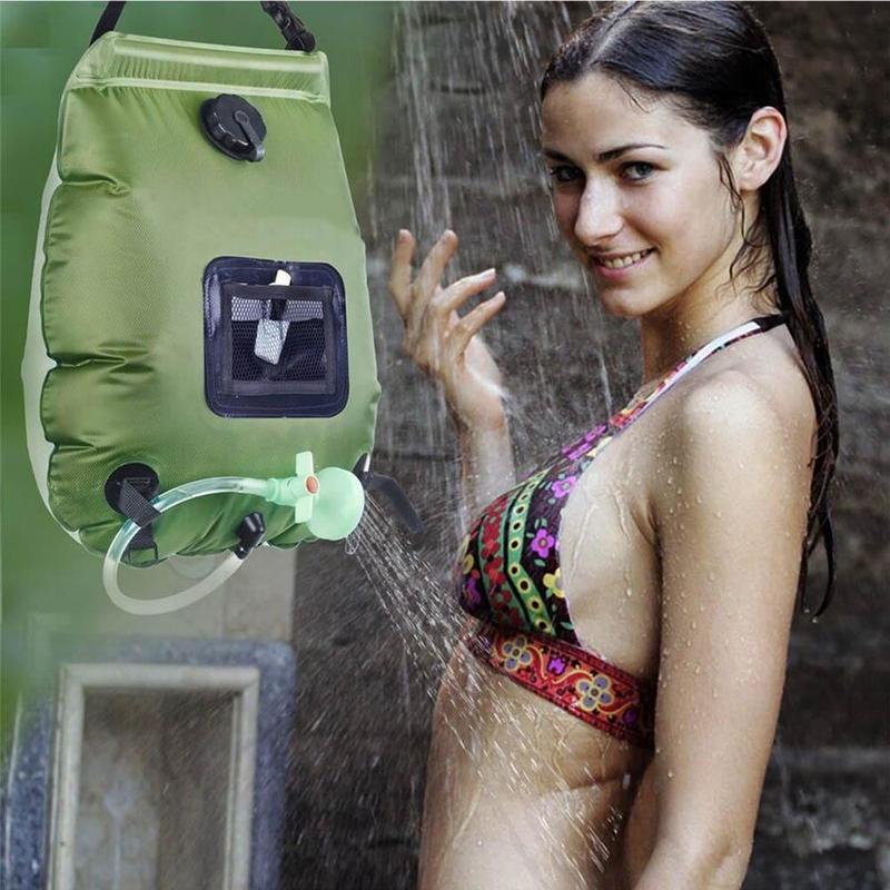 Product Introduction of Solar Shower Bag 20L Outdoor Solar Heating Premium Camping Shower Bag Hot Water Temperature 45°C with Removable Hose Shower Head 17