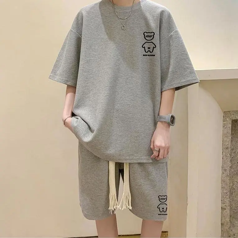 ชุดวาฟเฟิล, เสื้อผ้ากีฬาผู้ชายและสันทนาการฤดูร้อน, กางเกงขาสั้นแขนสั้น, เสื้อผ้าผู้ชาย Yupi, เสื้อผ้าวัยรุ่นที่หล่อเหเหลา, การจับคู่