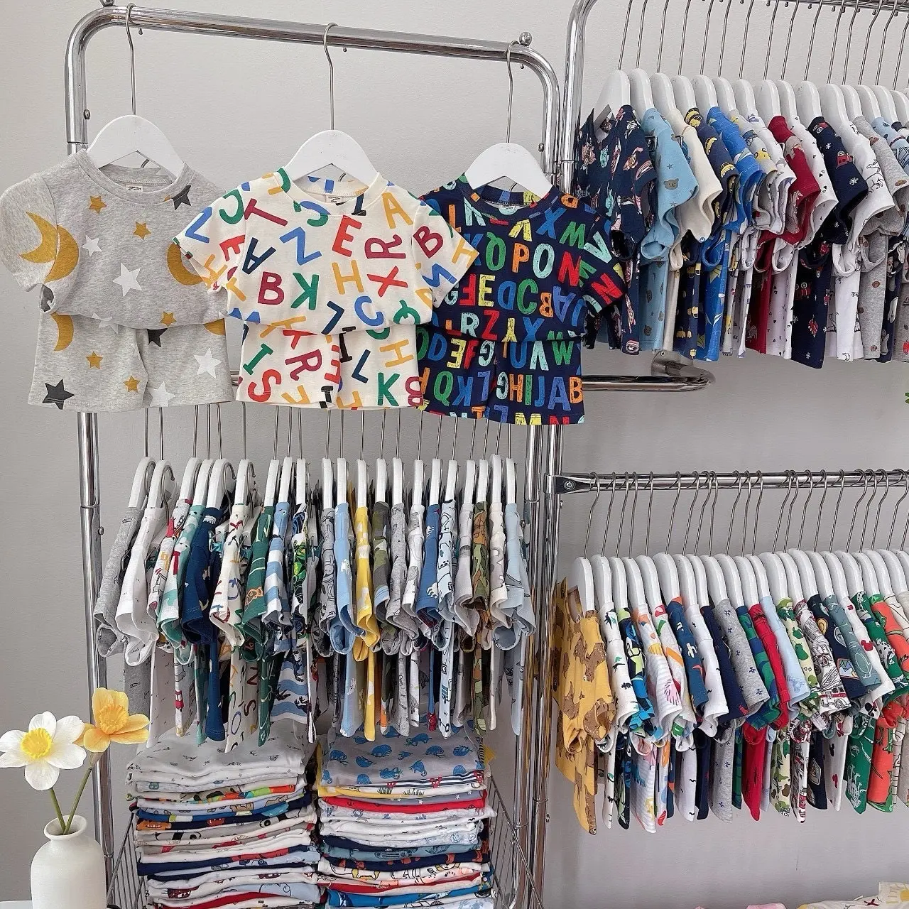 Combo set 3 bộ lẻ size ngẫu nhiên cotton xuất dư trai và gái, chất cotton mềm mịn co giãn thoải mái cho bé