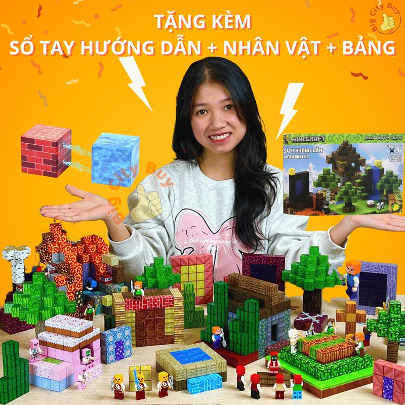 Viên nam châm MineCraf từ tính lắp ghép [TẶNG KÈM SỔ Ý TƯỞNG HƯỚNG DẪN] Siêu Sáng Tạo Cho Bé Bigcitybuy Bộ Lắp Ráp Xếp Hình Tháo Lắp Đồ Chơi MineCraft Cubic từ tính Toy