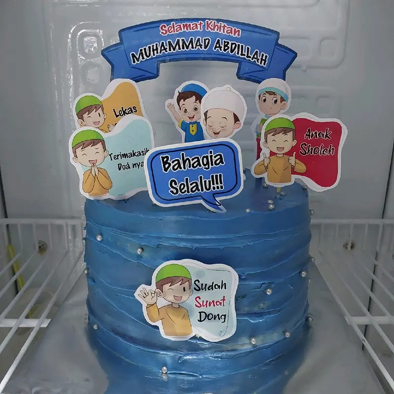topper khitan/selamat khitan/hiasan kue sunatan (1 set siap pakai) Topper Kue Ulang tahun Cake 8