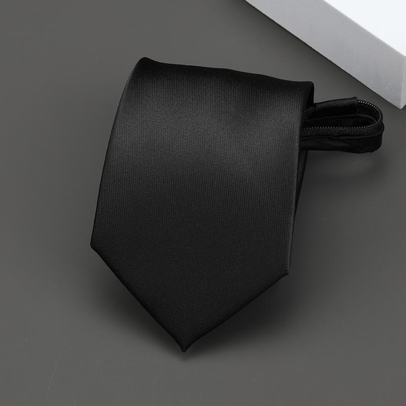 Product Introduction of Business Zipper Tie Men's and Women's Formal Wear Black Bridegroom Wedding Korean Style Narrow Lazy People No Stripes 8