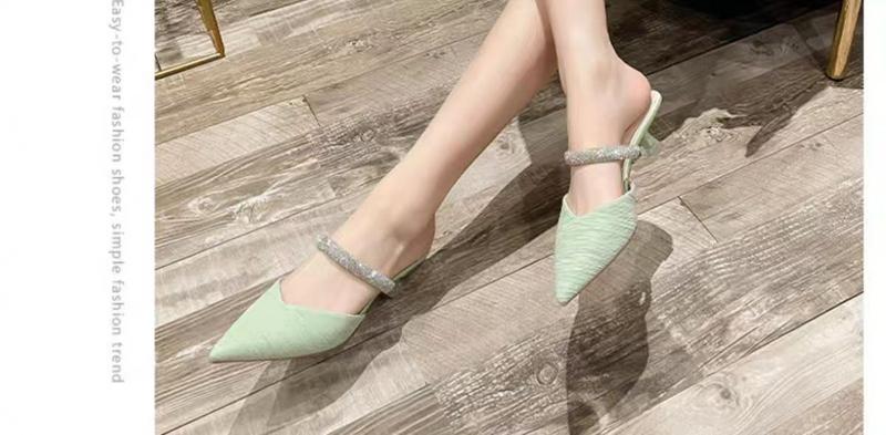 Product Introduction of Dép Bít Mũi Cho Nữ, Bộ Sưu Tập Xuân / Hè Mới 2024, Dây Đeo Đính Đá Giày Cao gót, Gót Nhọn, Thích Hợp Với Váy, Dép Tinh Tế Giày Nữ 9