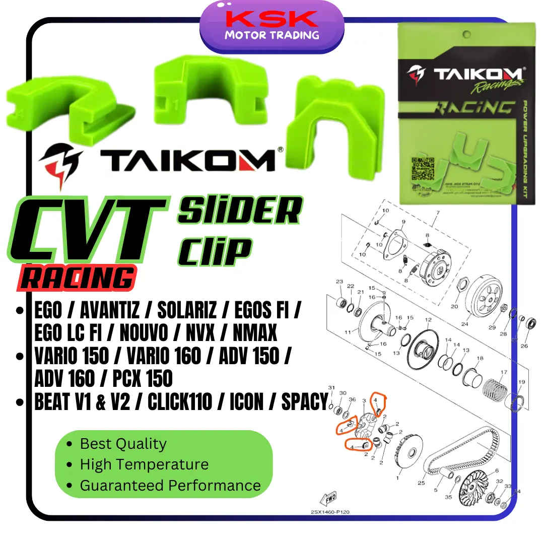 【CNY SALE】TAIKOM SLIDER PULLEY CLIP CVT RACING NMAX NVX 155 VARIO PCX ADV 150 160 EGO NOUVO LC BEAT CLICK ICON Accessories Motorcycle