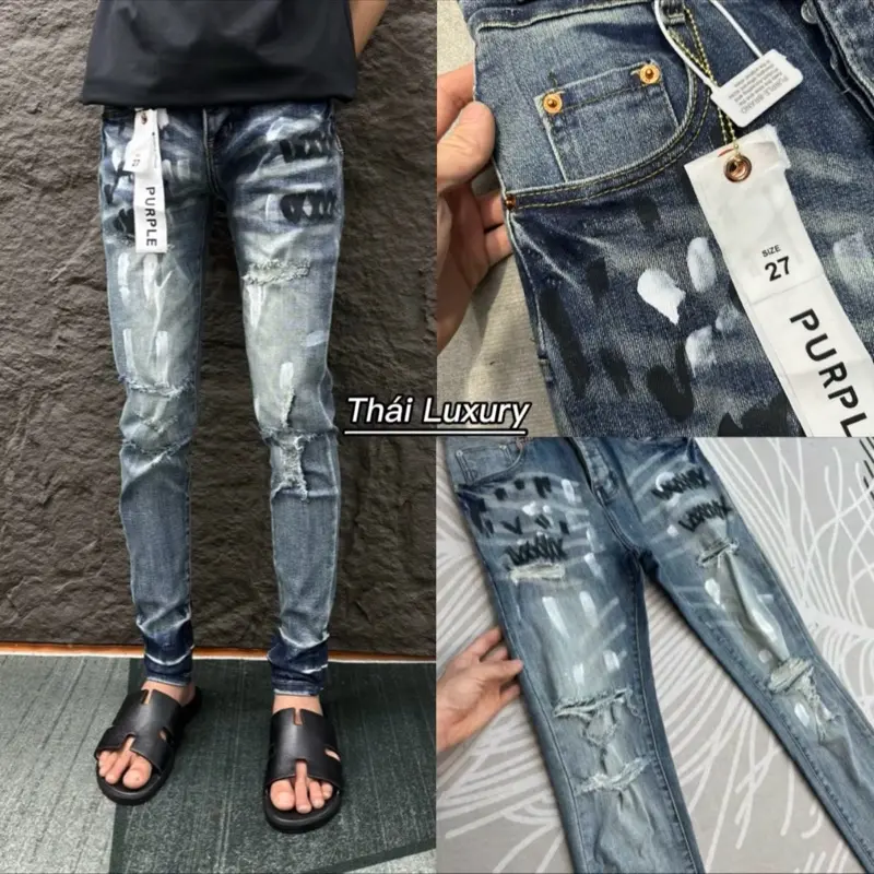 [ TẶNG MÁC ]Quần jeans pơ pồ XX vẩy sơn 4 cúc được ktra hàng quanjeans namdep dai Pants Menswear Có Túi