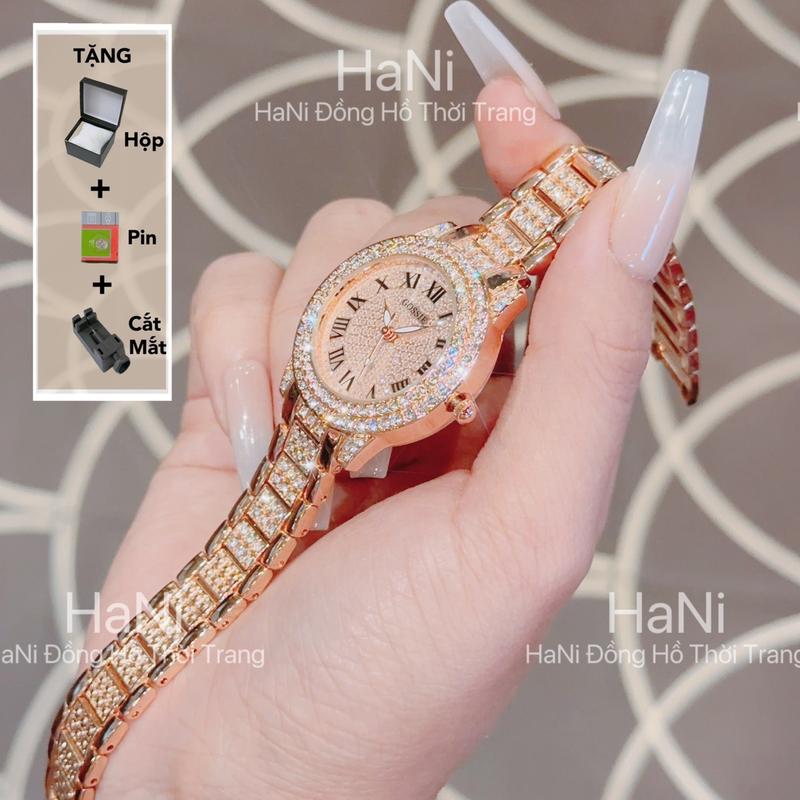    MUA 1 TẶNG 3  Đồng Hồ Nữ Gossie Kính Cong 2 Màu: Vàng Hồng Trắng Bạc Đeo Tay Voi Watch 