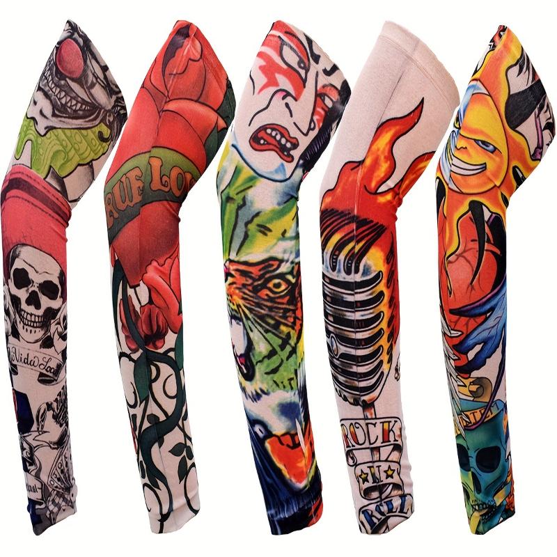 1pc Cycling Tattoo Ice Arm Sleeves, Sun Screen UV Protection Compression Arm Sleeves For Fishing, Camping, Cycling, Hiking 2