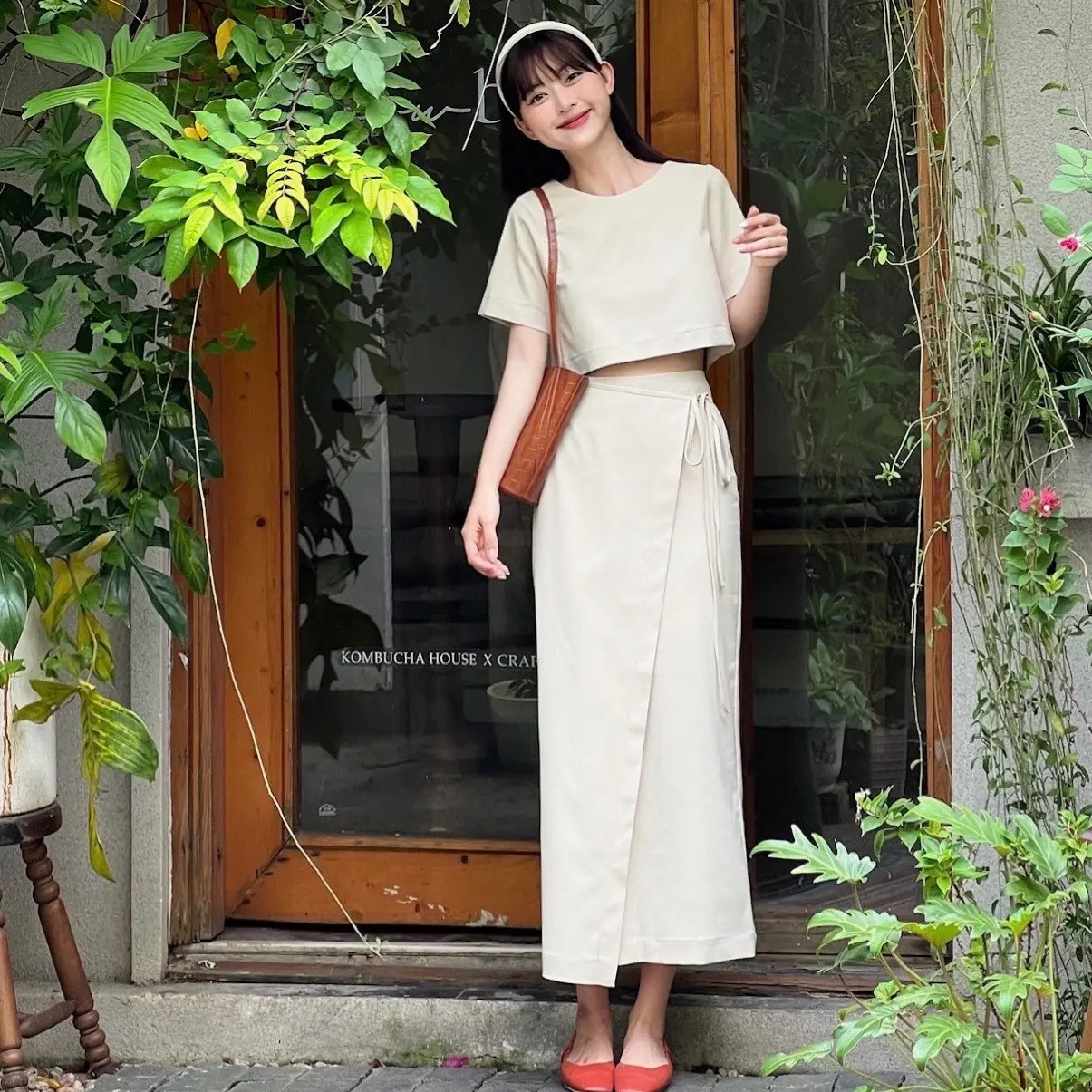 LILLIE | Set váy nữ thắt nơ vạt chéo  (Top & Skirt) Áo Women Nhung Voi Shirt