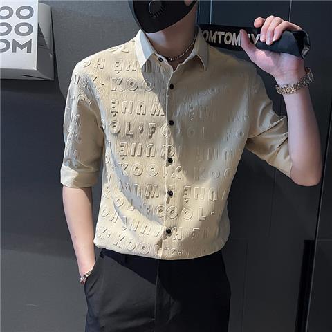 Áo Sơ Mi Tay Lỡ Pu Shuai, Thương Hiệu Thời Trang Nam, Hàng Mới Về Mùa Hè, Áo Sơ Mi ngắn Tay Phong Cách Thường Ngày Quần Áo Nam, Tỷ Lệ Khen Phê Trên 98%, Áo Sơ Mi Tay Lửng Menswear Cổ Tròn Có Cổ 4