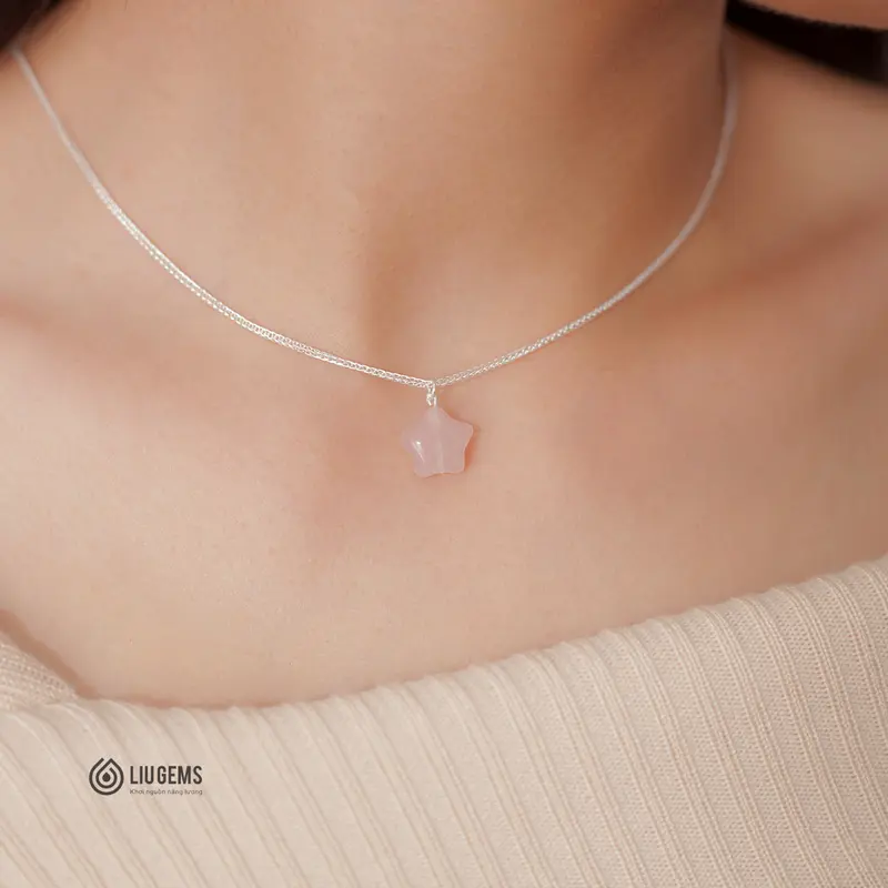 Dây Chuyền Nữ Bạc 925 Liugems Ngôi Sao Đá Thạch Anh Hồng Xinh Xắn, Dễ Thương, Thời Trang DC26 (Mua một, tặng một hộp đựng trang sức + một khăn lau bạc miễn phí) 4