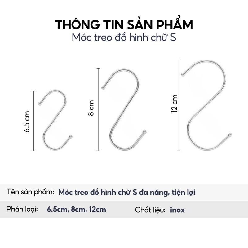 Móc Chữ S Inox Cao Cấp Đa Năng Treo Đồ Siêu Chắc Nhiều Kích Thước 8