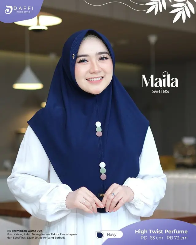 Daffi Jilbab MAILA  Kerudung  Instan Bergo Pad Aksen Variasi Kancing 6