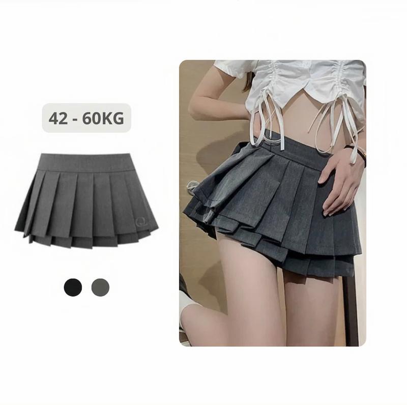  CHÂN VÁY XẾP LY 2 LỚP THÊU CHỮ Q CÓ QUẦN BẢO HỘ 