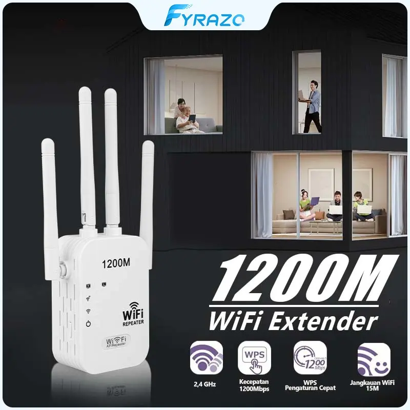 WIFI Repeater 1200Mbps Wireless WIFI Signal Range Extender/Penguat wifi/WIFI Extender Penguat/ Signal WIFI Access Point/Wireless Wifi Range Extender Router Repeater Kabel Sinyal