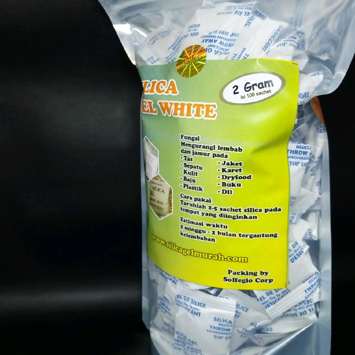 Silika Gel White solusi lembab jamur pada barang pribadi anda seperti Tas sepatu jaket dompet tempat penyimpanan lemari baju dan sejenisnya