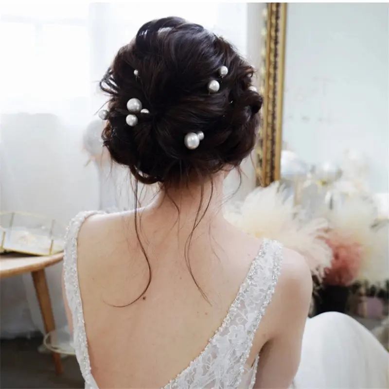 Women U-shaped Pin Metal Barrette Clip Hairpins Simulated Pearl Bridal Tiara Hair Accessories Wedding Hairstyle Design Tools 1