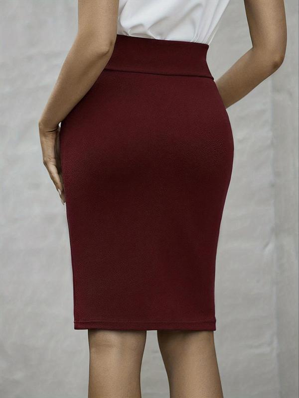 Women's Solid Color High Waist Bodycon Skirt, Summer Skirts, Fashion Casual Minimalist Plain Knee Length Skirt for Daily Outdoor Wear Work Office, Ladies Bottoms for All Seasons, Comfort Womenswear 1