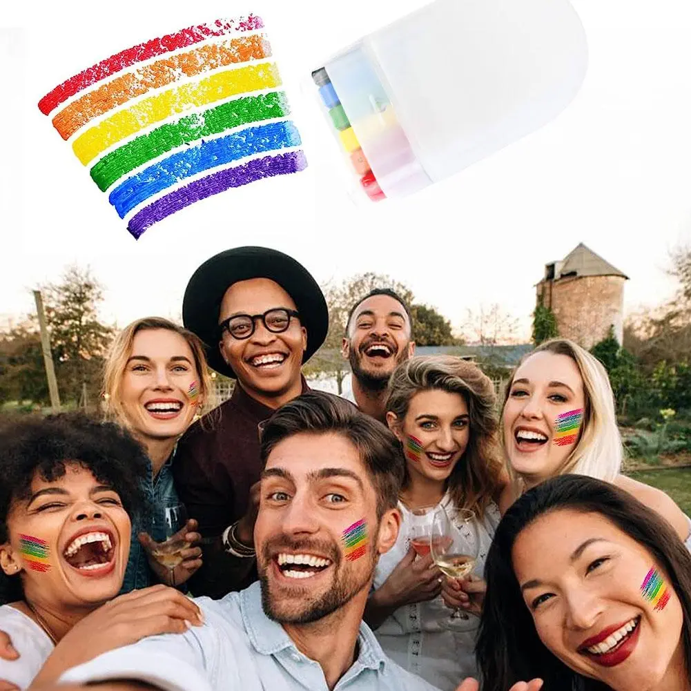 1/2Pcs Face Makeup Paint Stencils 6 Color Body Painting Paints For Adults Pride The Stick Rainbow Sticks European Championship Asian Cup