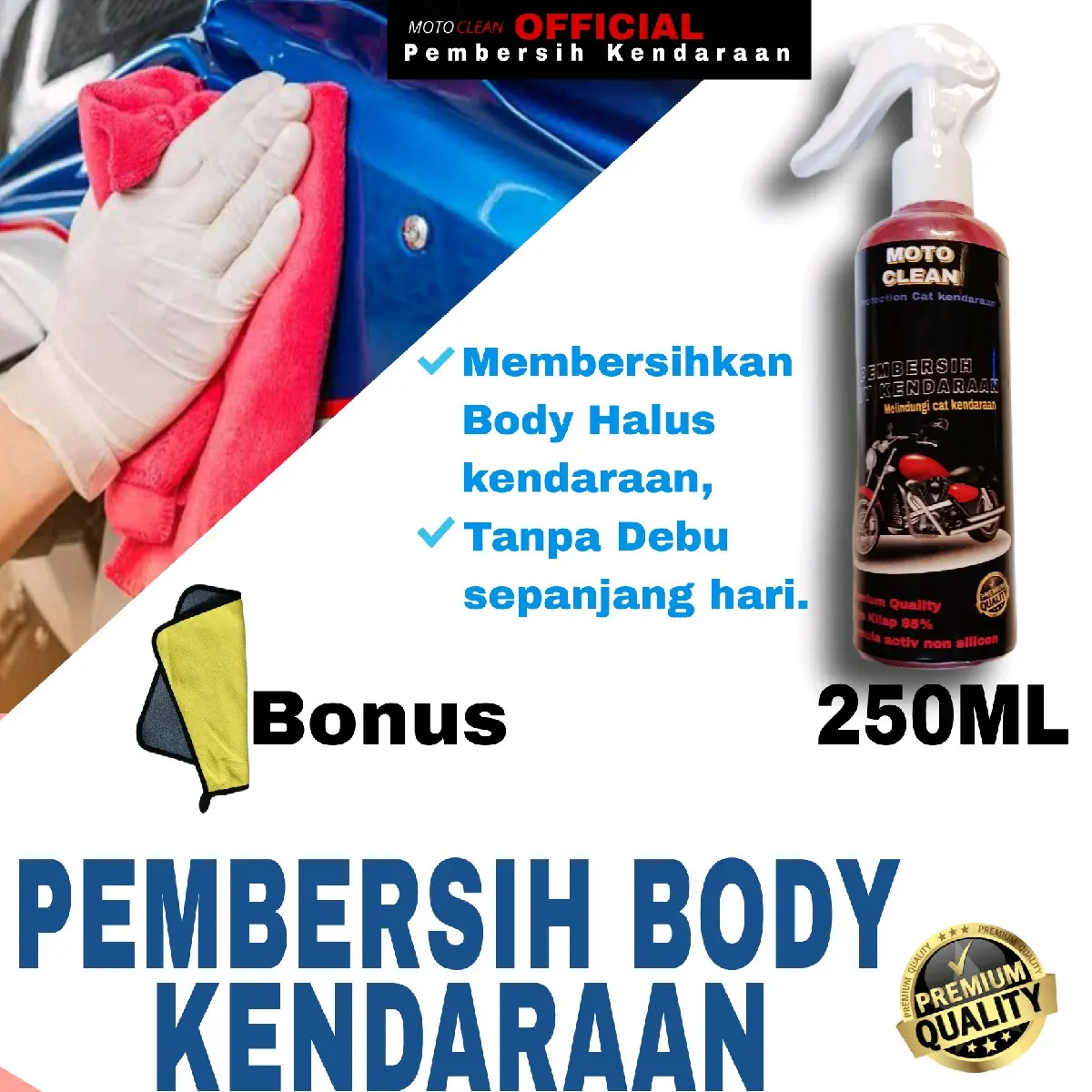 Pengkilap Pembersih Body Kendaraan  motor dan mobil |Motoclean Car