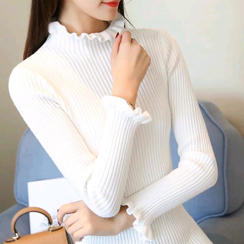 Sweater Turtleneck Rajut / Atasan Kriwil Rajut / Kerah Tinggi 1