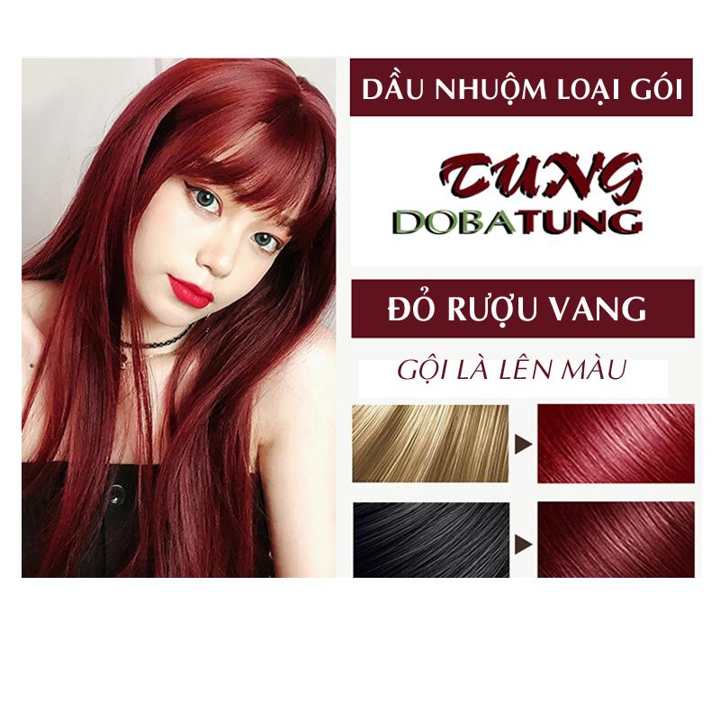 DẦU GỘI NHUỘM [ ĐỎ RƯỢU VANG ] LÊN MÀU CHUẨN SALON, 10 GÓI 30ml Women Nữ Nhuộm Tóc Đổi Màu Tóc nhuốc  nhuộm nhuốc  nhuộm daugoiphub  acthaoduoc thuôc  tẩy daugoiphub  acthaoduoc
